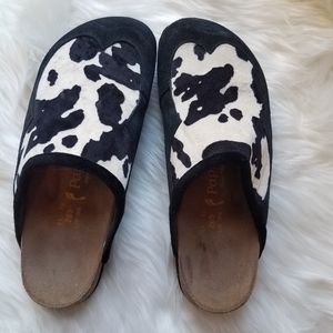 Birkenstock Papillio Slip on Clogs With Cow Print